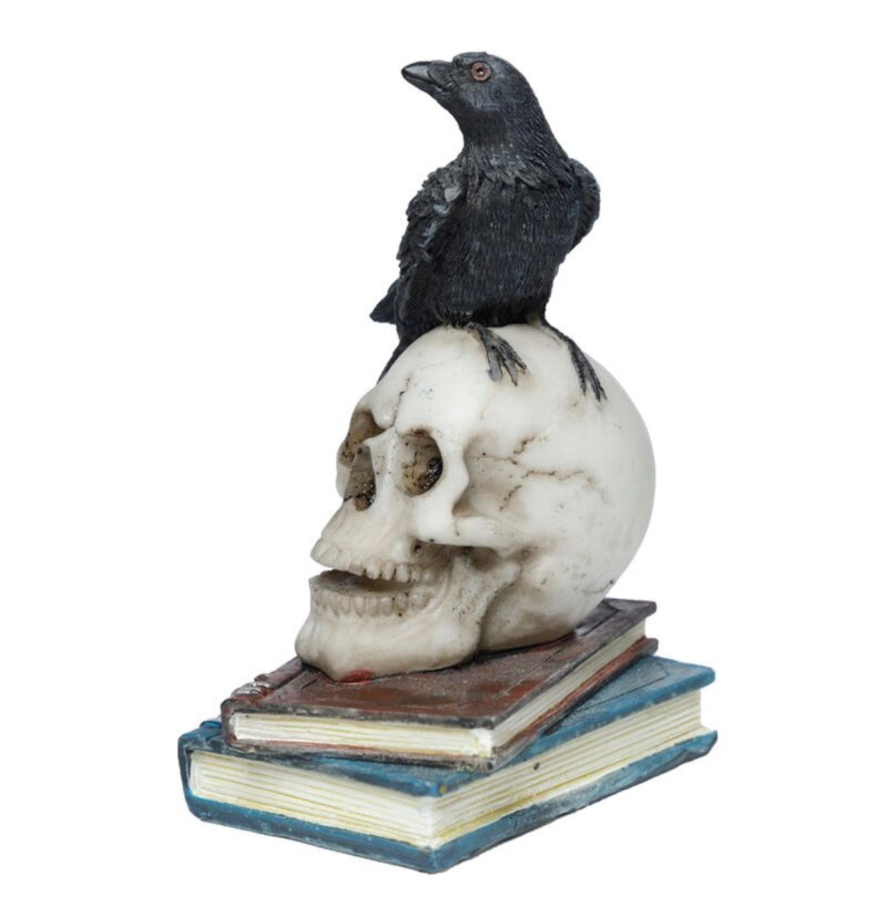 Crow Standing on Skull and Books Ornament