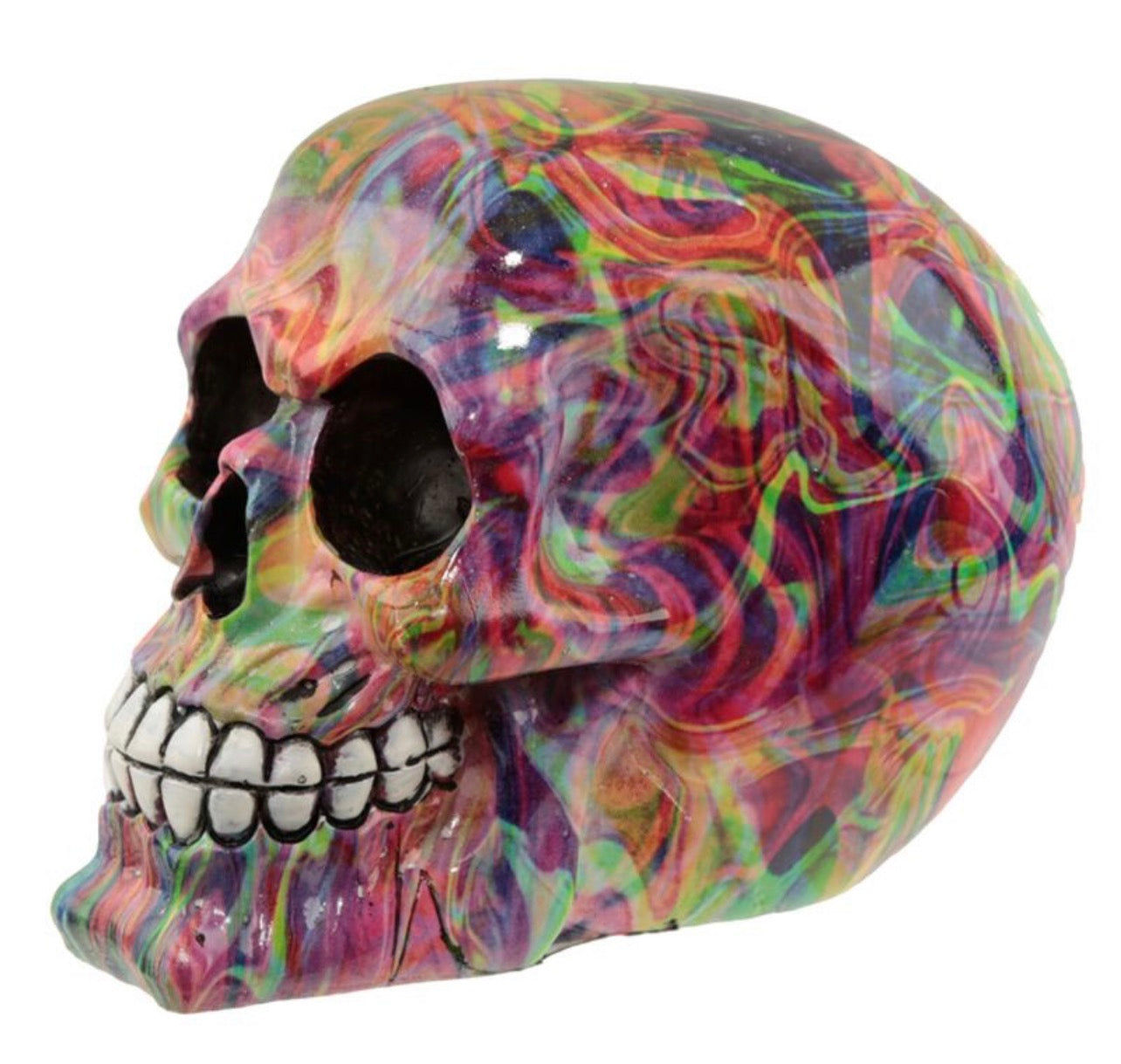Rainbow Marble Skull Ornament