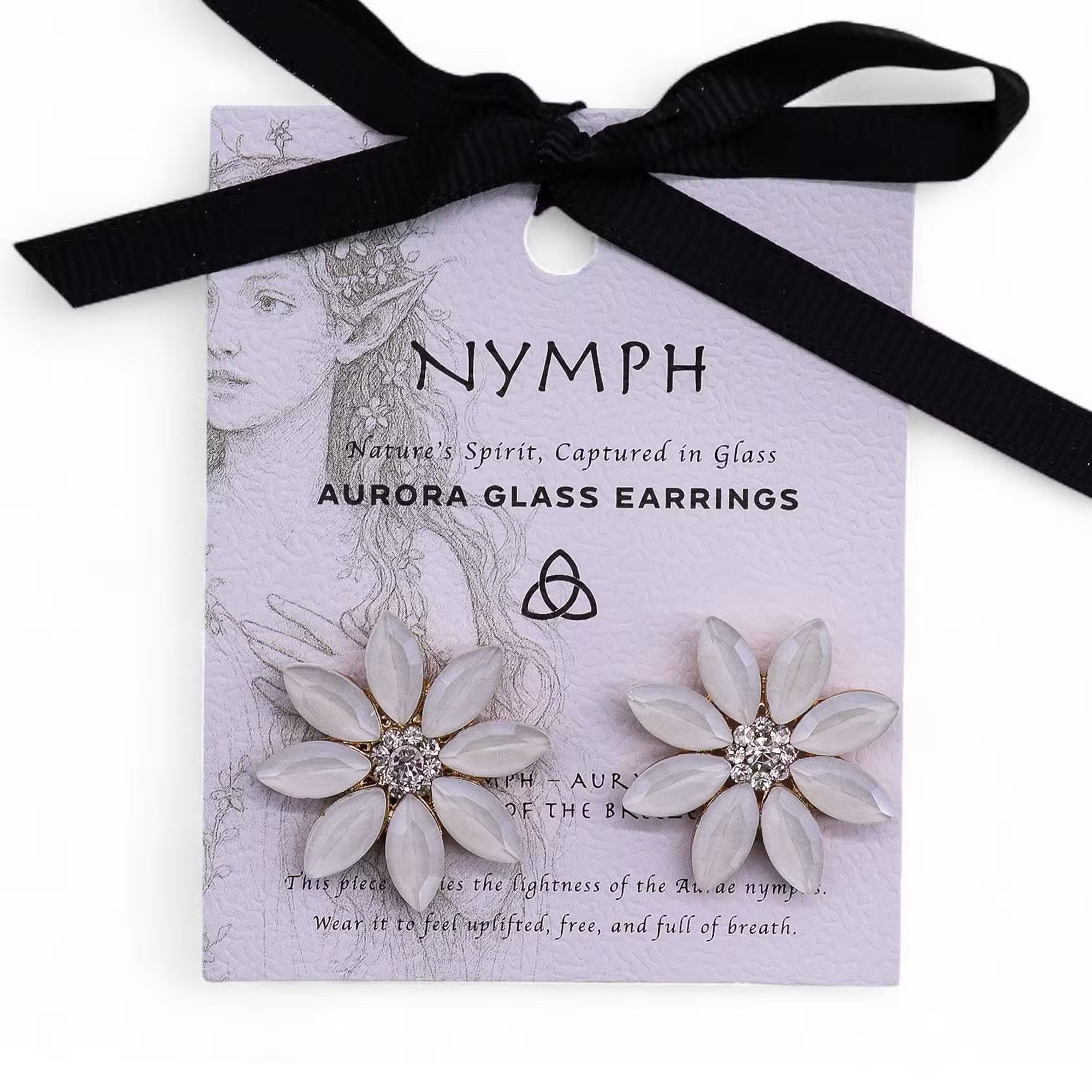 Nymph Aurora Glass Earrings - Pearl