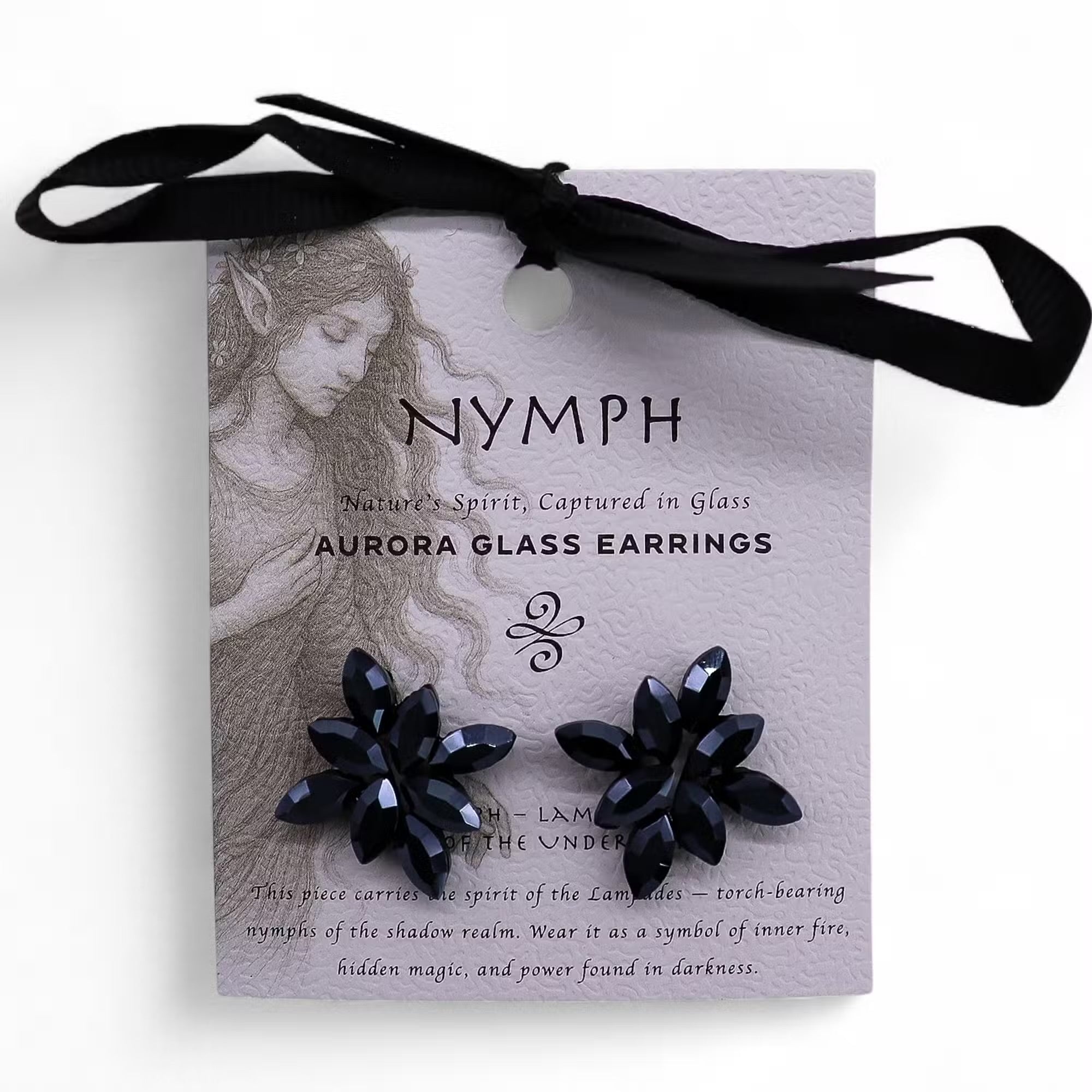 Nymph Aurora Glass Earrings - Jet Black