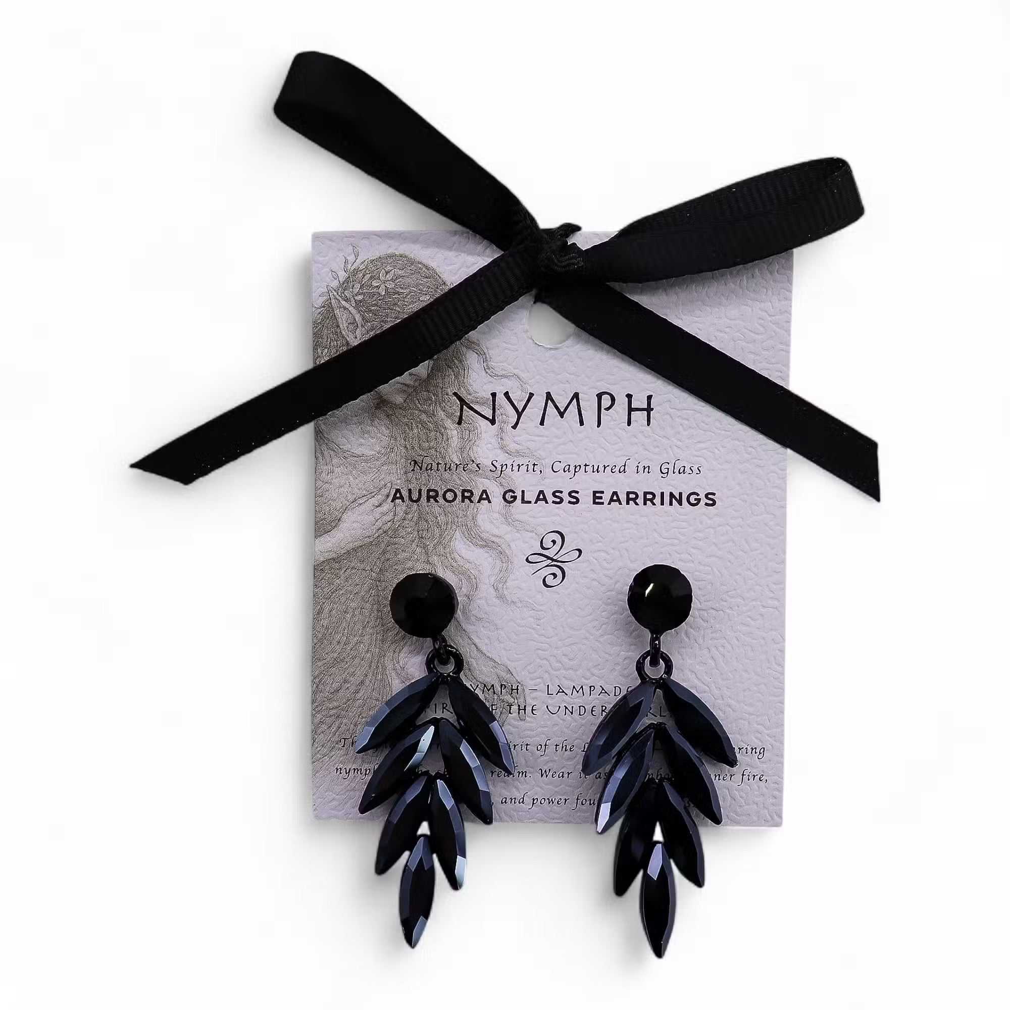 Nymph Aurora Glass Earrings - Jet Black
