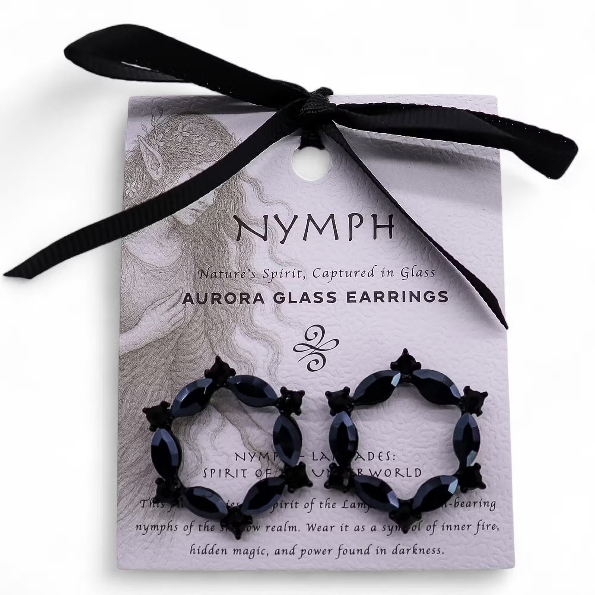 Nymph Aurora Glass Earrings - Jet Black