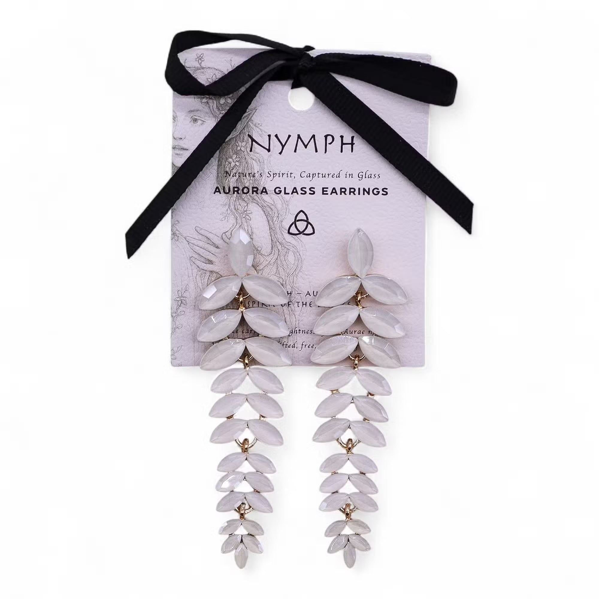 Nymph Aurora Glass Earrings - Pearl